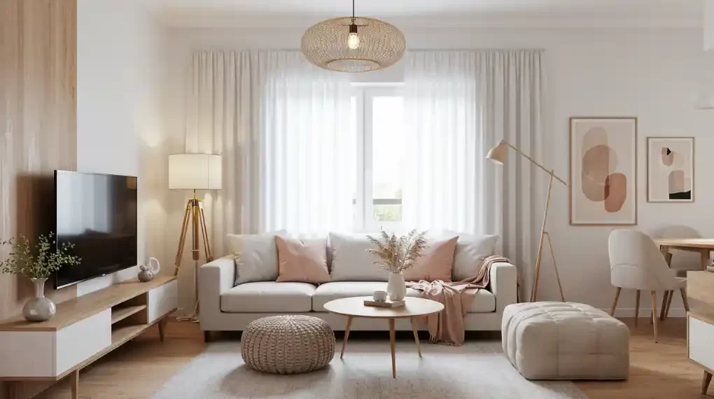 Light-toned living room with neutral decor
