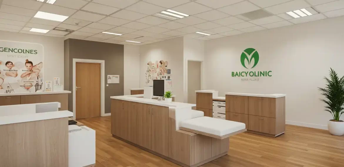 Clinic interior featuring branding elements