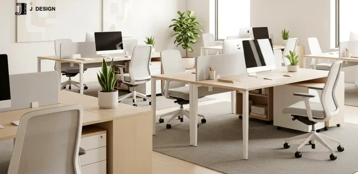 minimalist office workspace ergonomic furniture