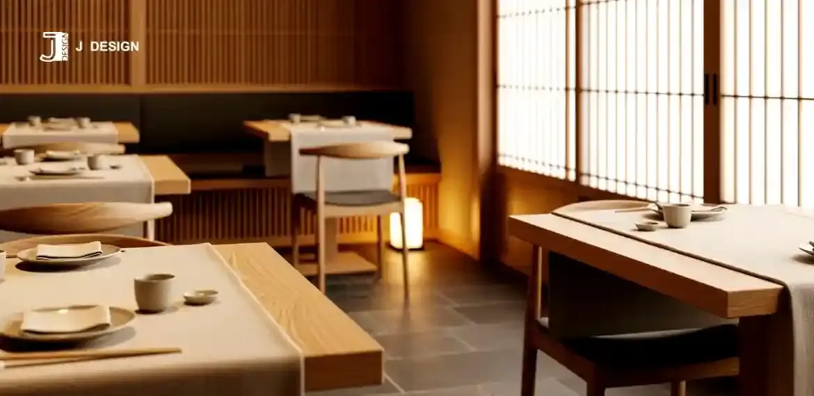 Natural material and neutral tone restaurant interior