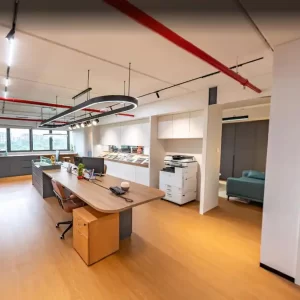 Modern office interior design in Singapore by J Design Pte Ltd featuring open workspace and clean layout.