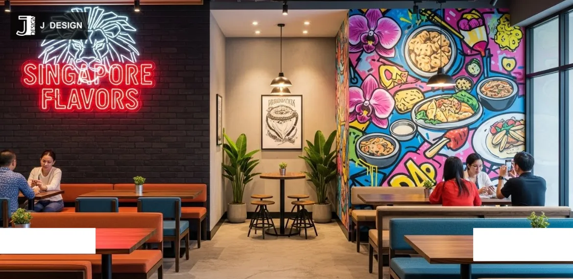Instagram-worthy fast food restaurant interior with stylish wall design