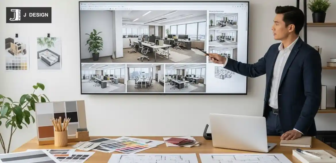 Office interior design concept and 3D visualisation in Singapore